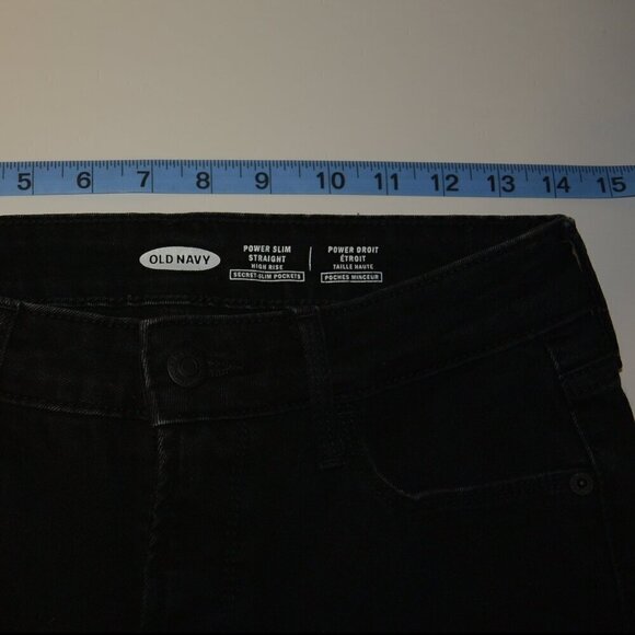 Old Navy Power Slim Straight High Rise Black Jeans Distressed Women's Size 6 - Picture 4 of 9